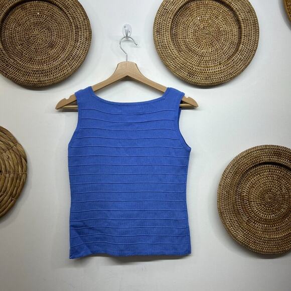 Vintage Y2K 2000s Joseph A Blue Minimalist Square Neck Knit Tank Top Small - Picture 3 of 6